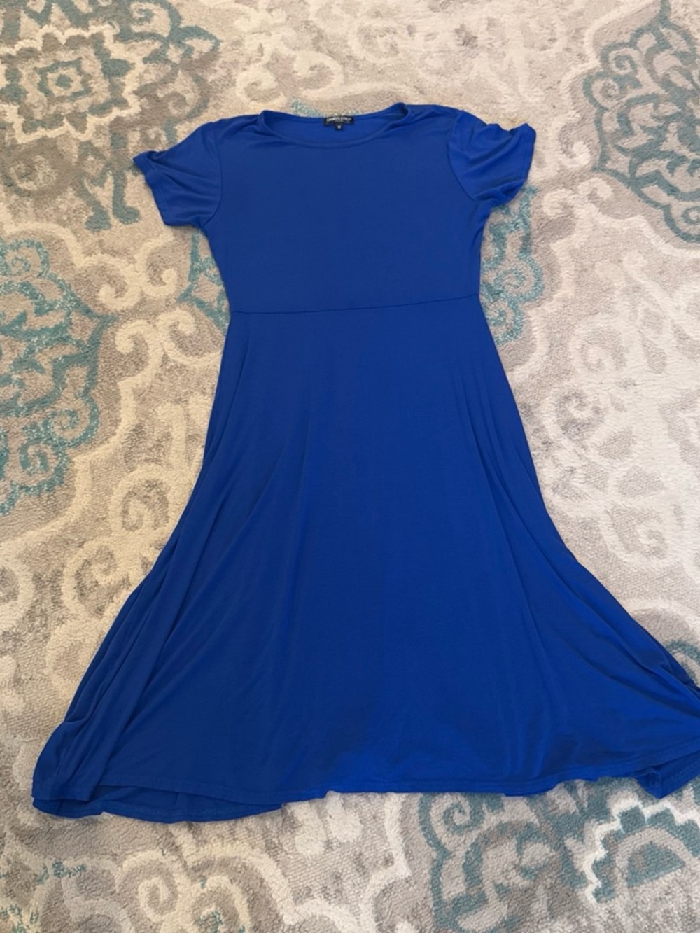 Women's Short-Sleeve Midi Dress in Cobalt Blue